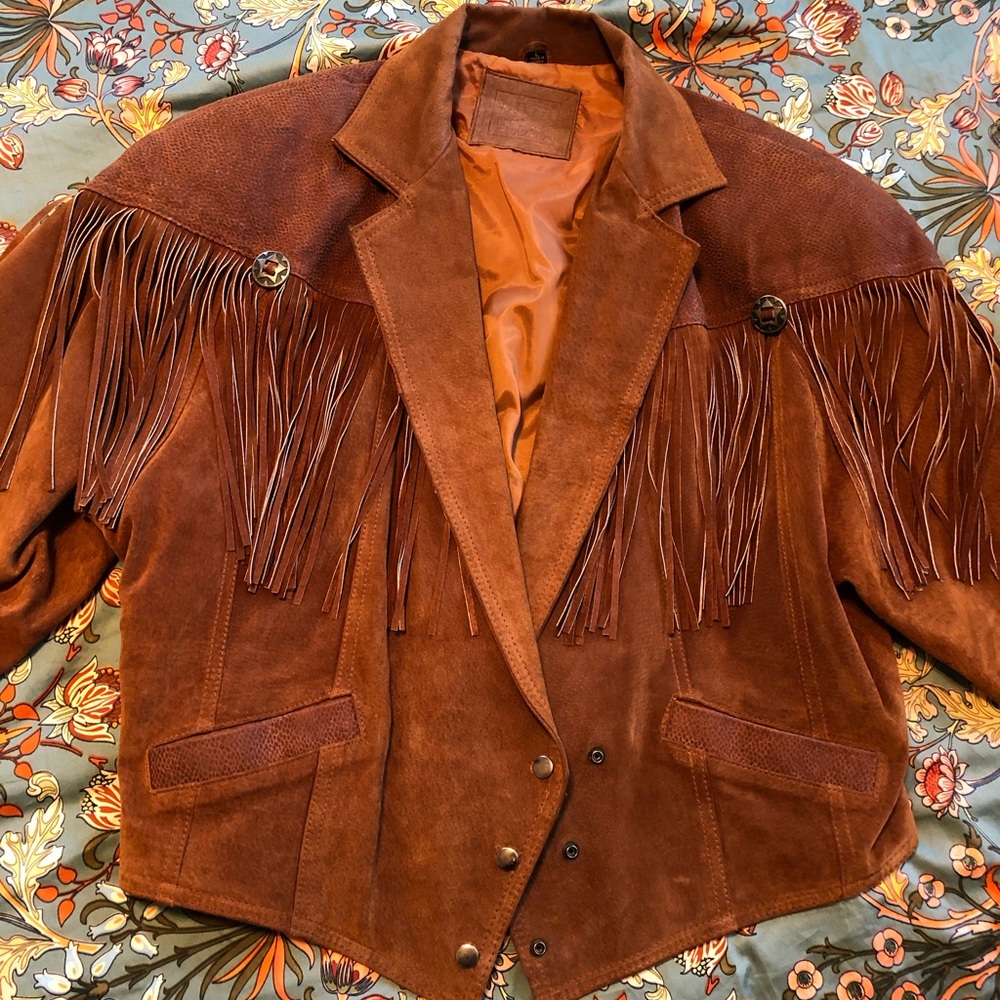Vintage leather fringe jacket
